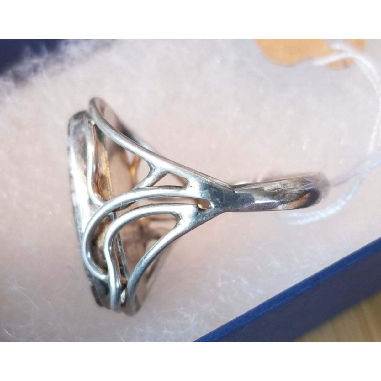 Ring Dinosauer Bone   Open Band  29.5 ct  5.9 Gr Size 8 1/2  15 mm x 25 mm  Harr  925 Silver