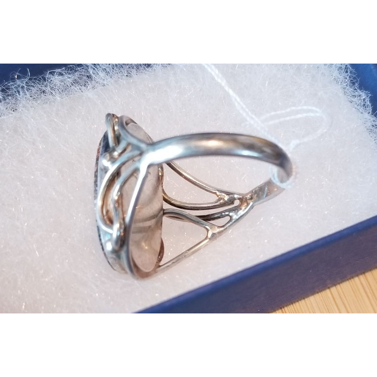 Ring Dinosauer Bone   Open Band  29.5 ct  5.9 Gr Size 8 1/2  15 mm x 25 mm  Harr  925 Silver