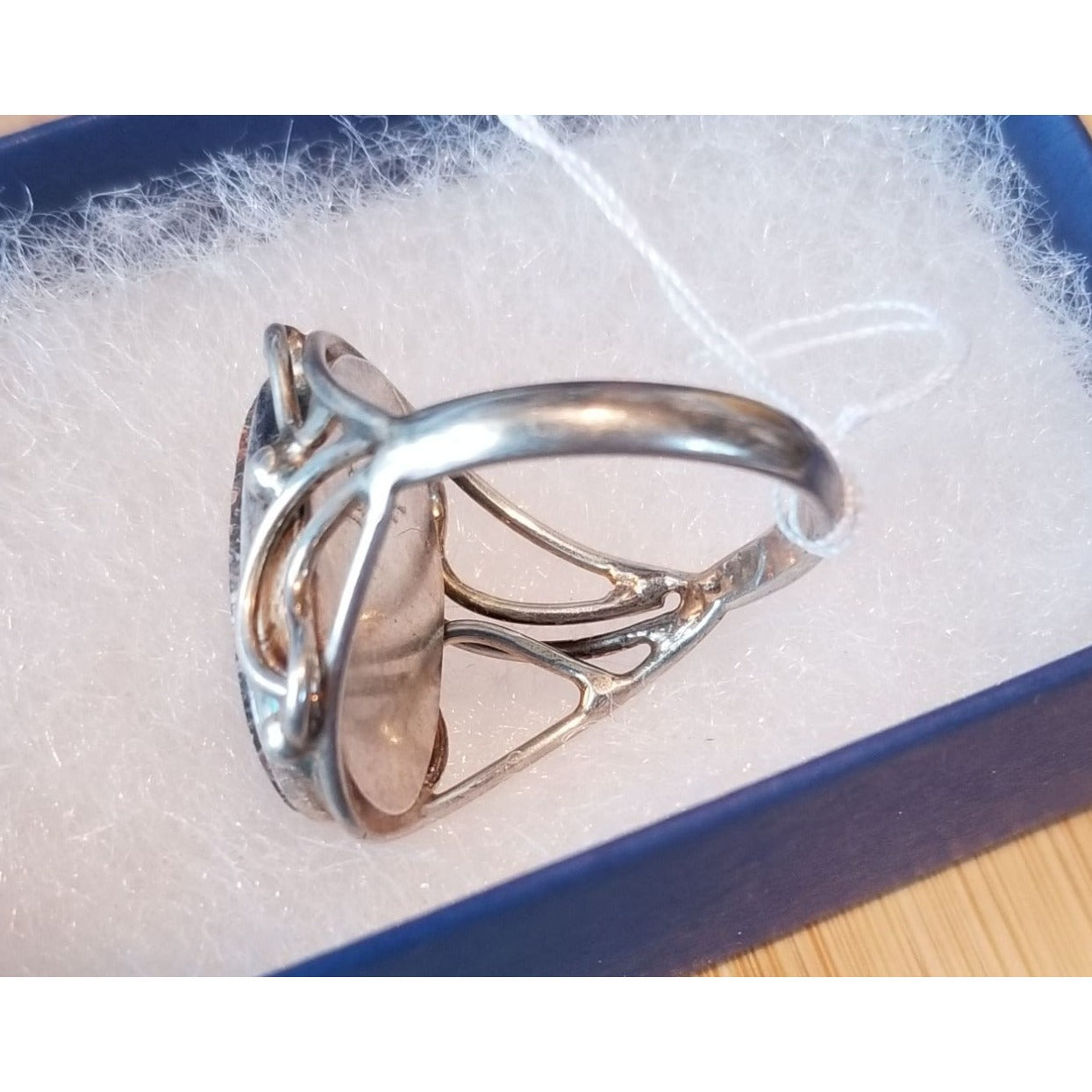Ring Dinosauer Bone   Open Band  29.5 ct  5.9 Gr Size 8 1/2  15 mm x 25 mm  Harr  925 Silver
