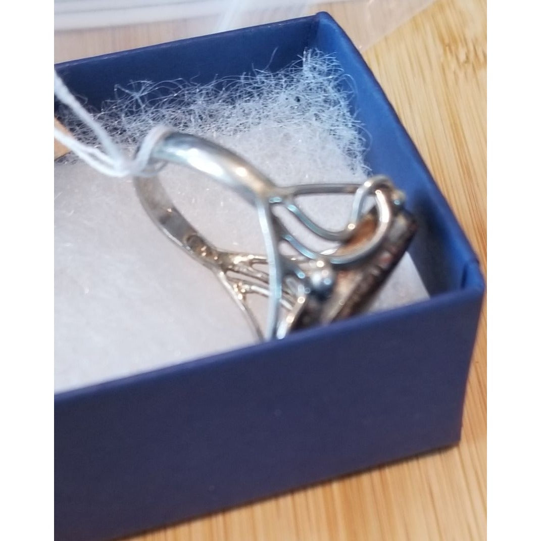 Ring Dinosauer Bone   Open Band  29.5 ct  5.9 Gr Size 8 1/2  15 mm x 25 mm  Harr  925 Silver