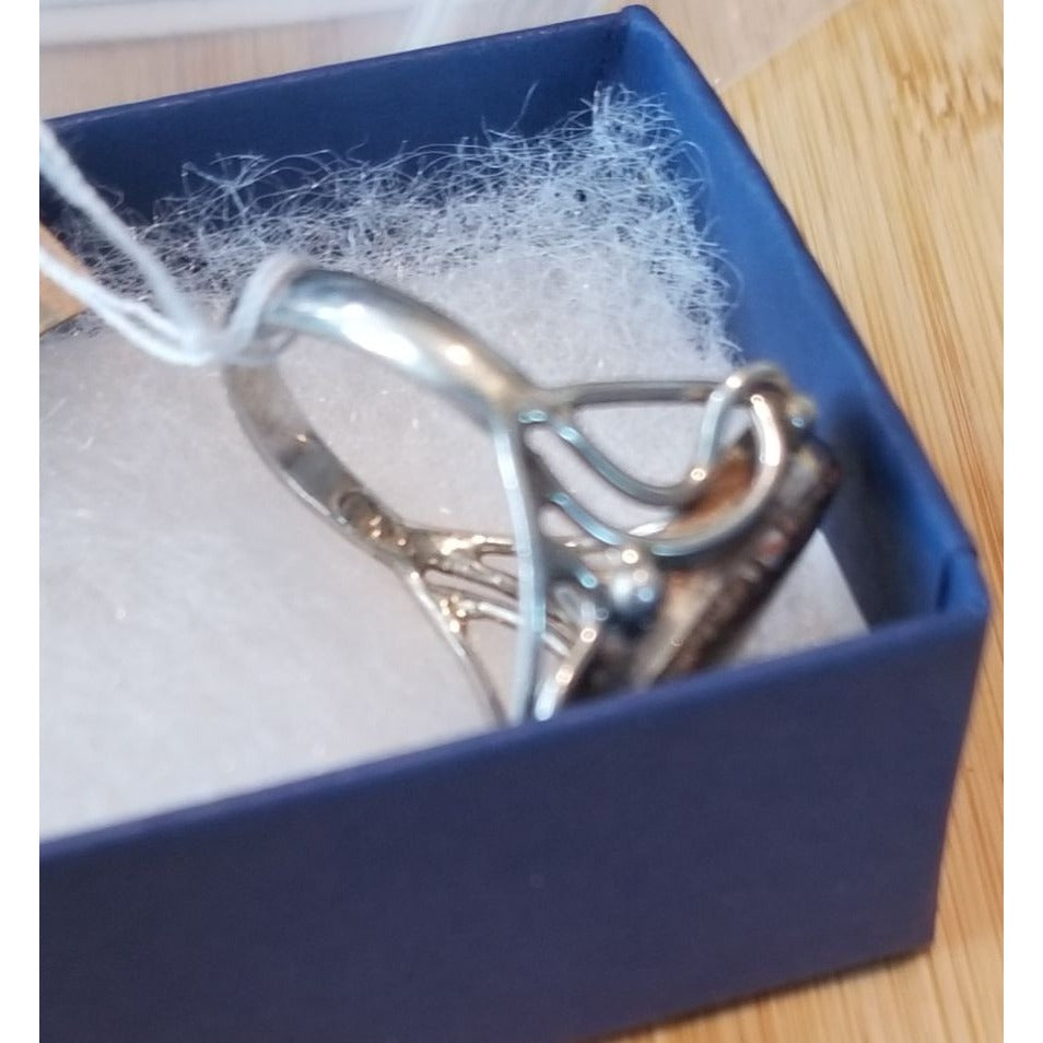 Ring Dinosauer Bone   Open Band  29.5 ct  5.9 Gr Size 8 1/2  15 mm x 25 mm  Harr  925 Silver