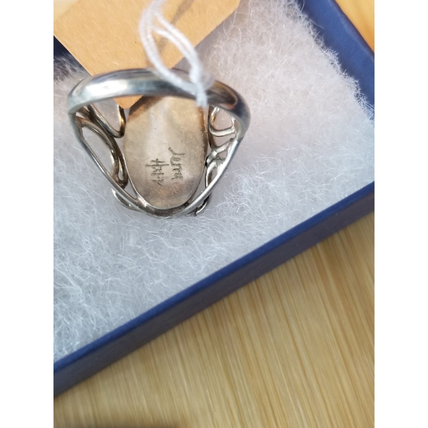 Ring Dinosauer Bone   Open Band  29.5 ct  5.9 Gr Size 8 1/2  15 mm x 25 mm  Harr  925 Silver