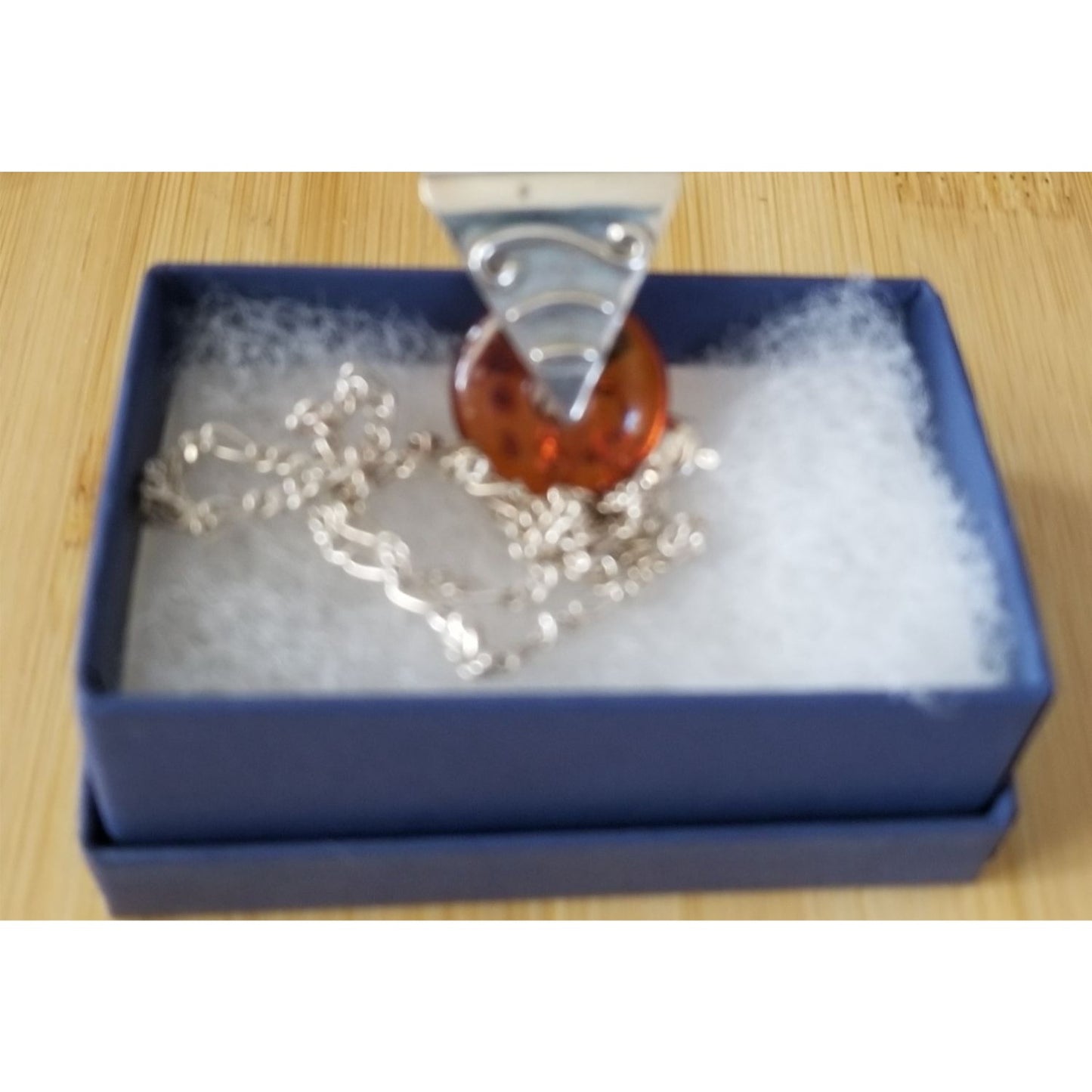 Necklace Amber Circle 9.1 gr  18 cm   Stone Silver 18" Chain 28 cm x 28 cm  Jerry Fran Harr