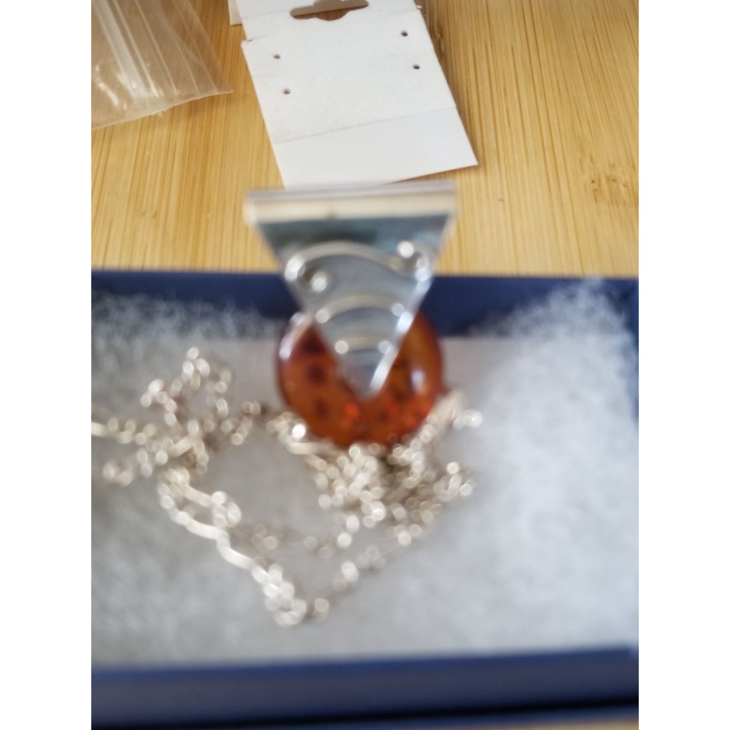 Necklace Amber Circle 9.1 gr  18 cm   Stone Silver 18" Chain 28 cm x 28 cm  Jerry Fran Harr