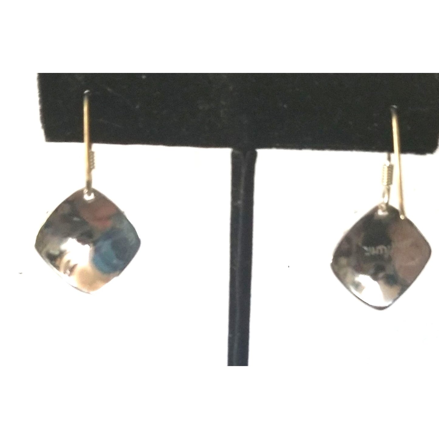 Earrings Silver Garnet  4.46Gr  23 ct  2 cm  x 2 cm  Square 0.5 cm Silver
