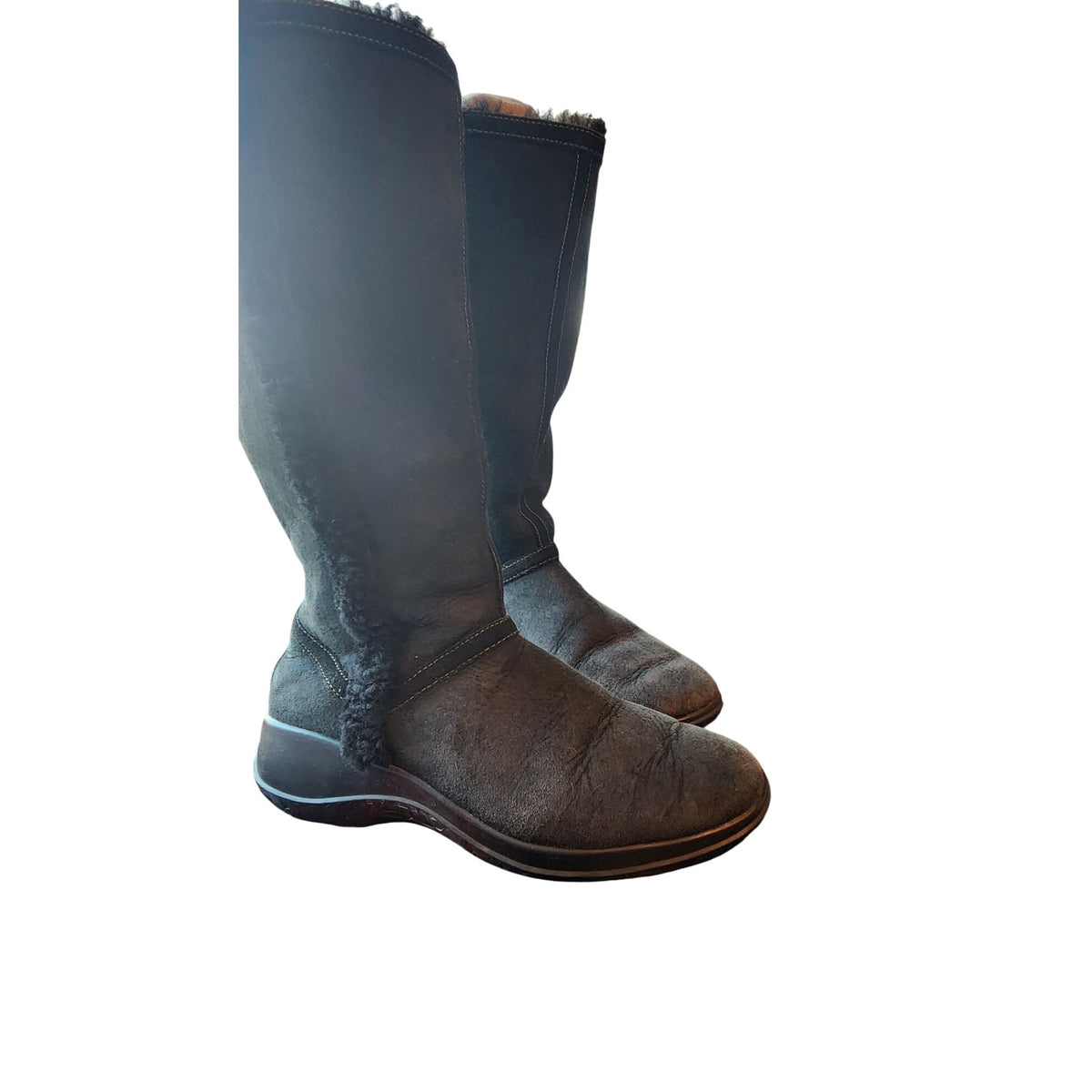 Boots Clarks Artisan Collection Black Leather Shearling Lined Tall Womens 6.5M Warm & Stylish Winter Footwear