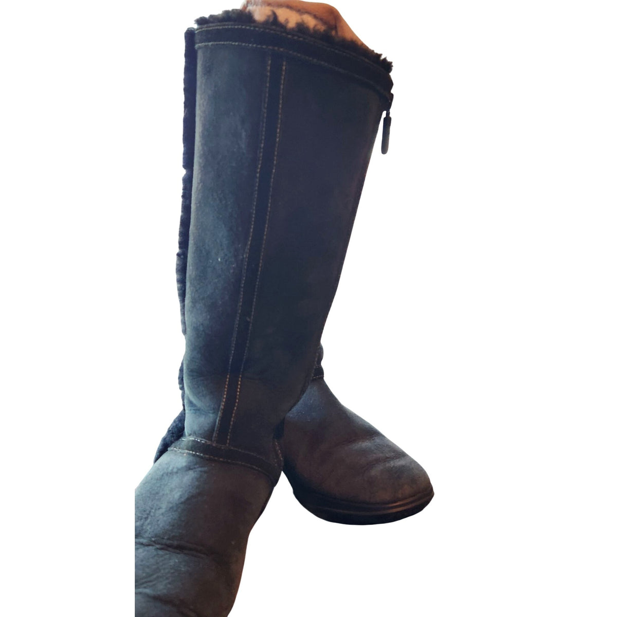 Boots Clarks Artisan Collection Black Leather Shearling Lined Tall Womens 6.5M Warm & Stylish Winter Footwear