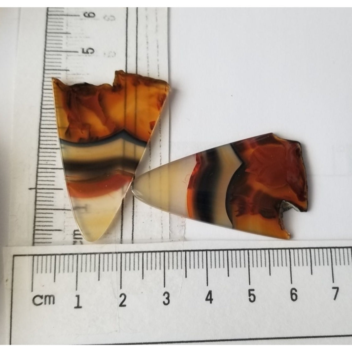 Loose Gemstone 2 Pieces Matched Banded Montane Agate  4 cm x 3  cm 10  gr Beige Brown Black