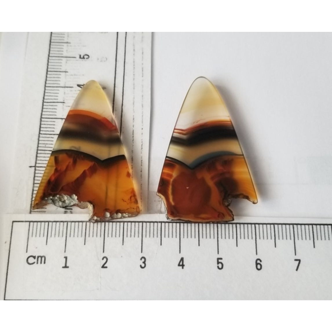 Loose Gemstone 2 Pieces Matched Banded Montane Agate  4 cm x 3  cm 10  gr Beige Brown Black