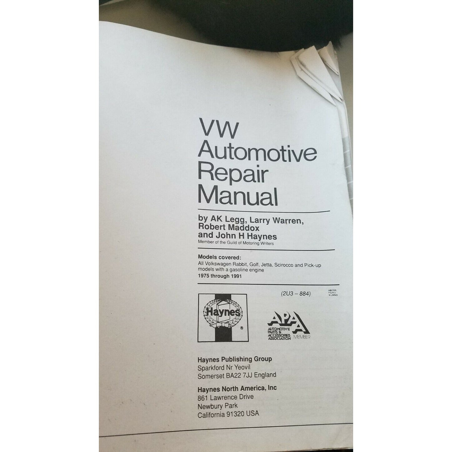 Book 1975 -1991  Haynes Volkswagon Rabbit Golf Scirocco Jetta Pick-up Auto Repair