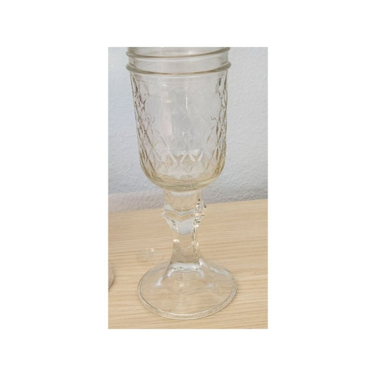 Wine Glasses Clear Glass 2 pc Red Neck  with lid 8" Tall 4" Glass 4" Stem