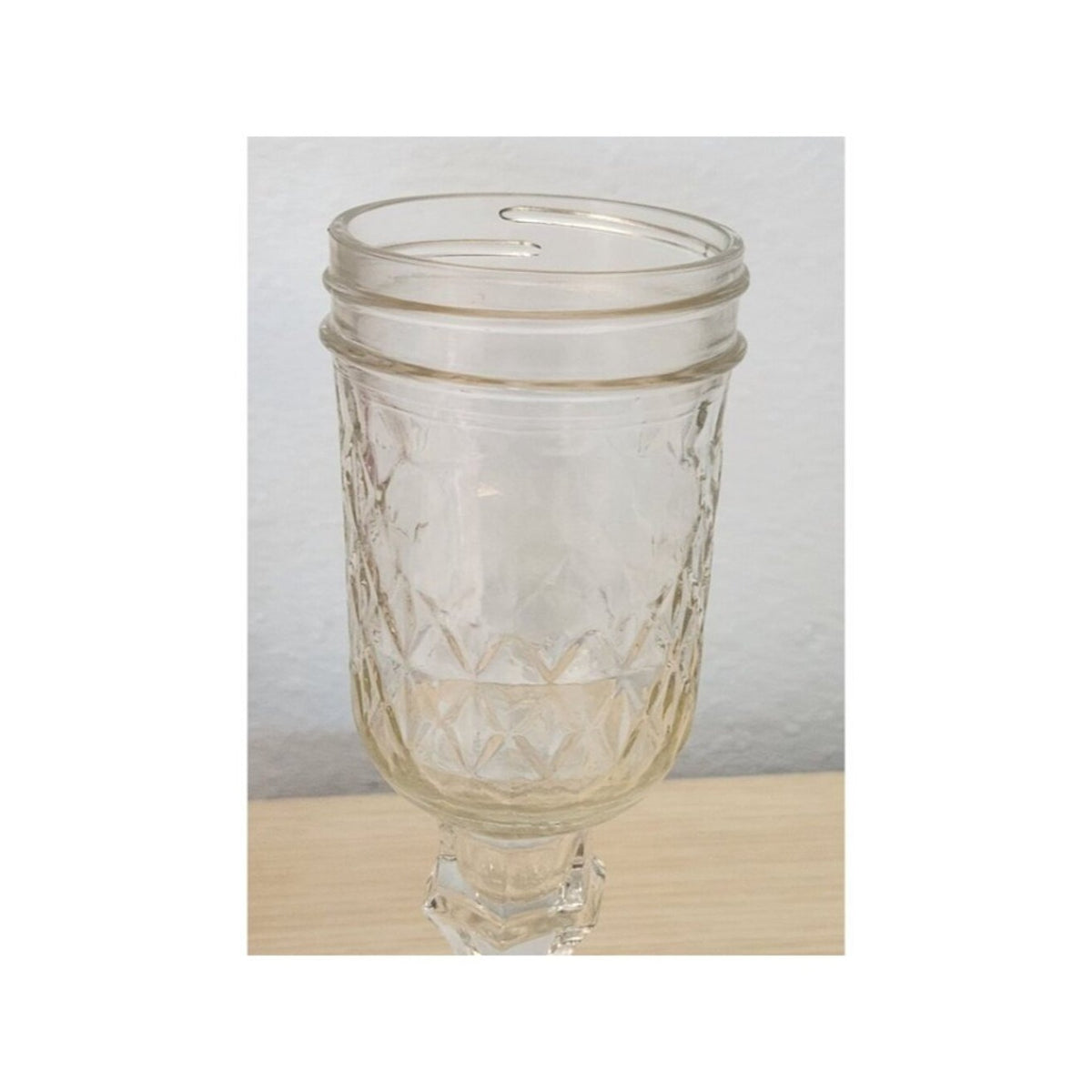 Wine Glasses Clear Glass 2 pc Red Neck  with lid 8" Tall 4" Glass 4" Stem