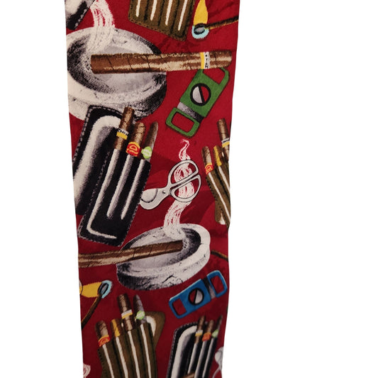 Tie  Di Cravatte 4" x 56" Red Black Silver Cigar Accessories  Silk