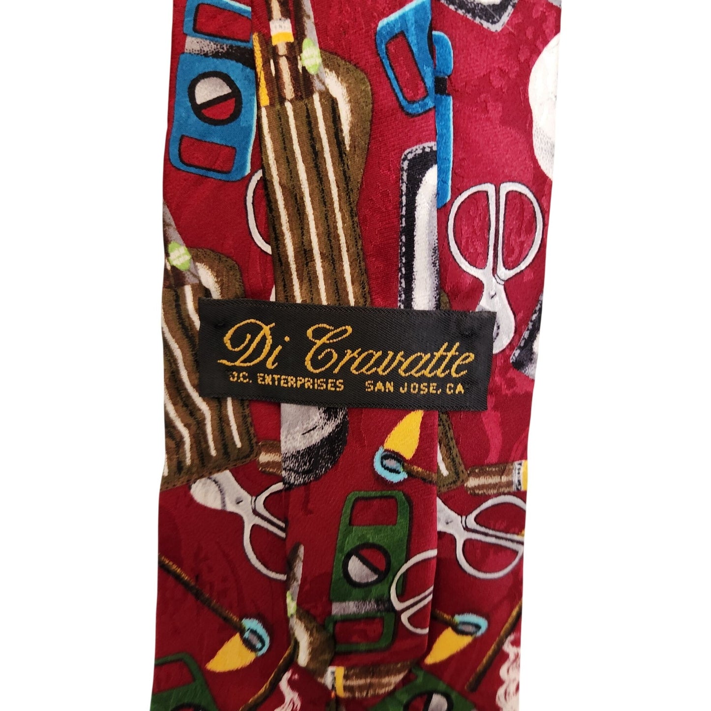 Tie  Di Cravatte 4" x 56" Red Black Silver Cigar Accessories  Silk