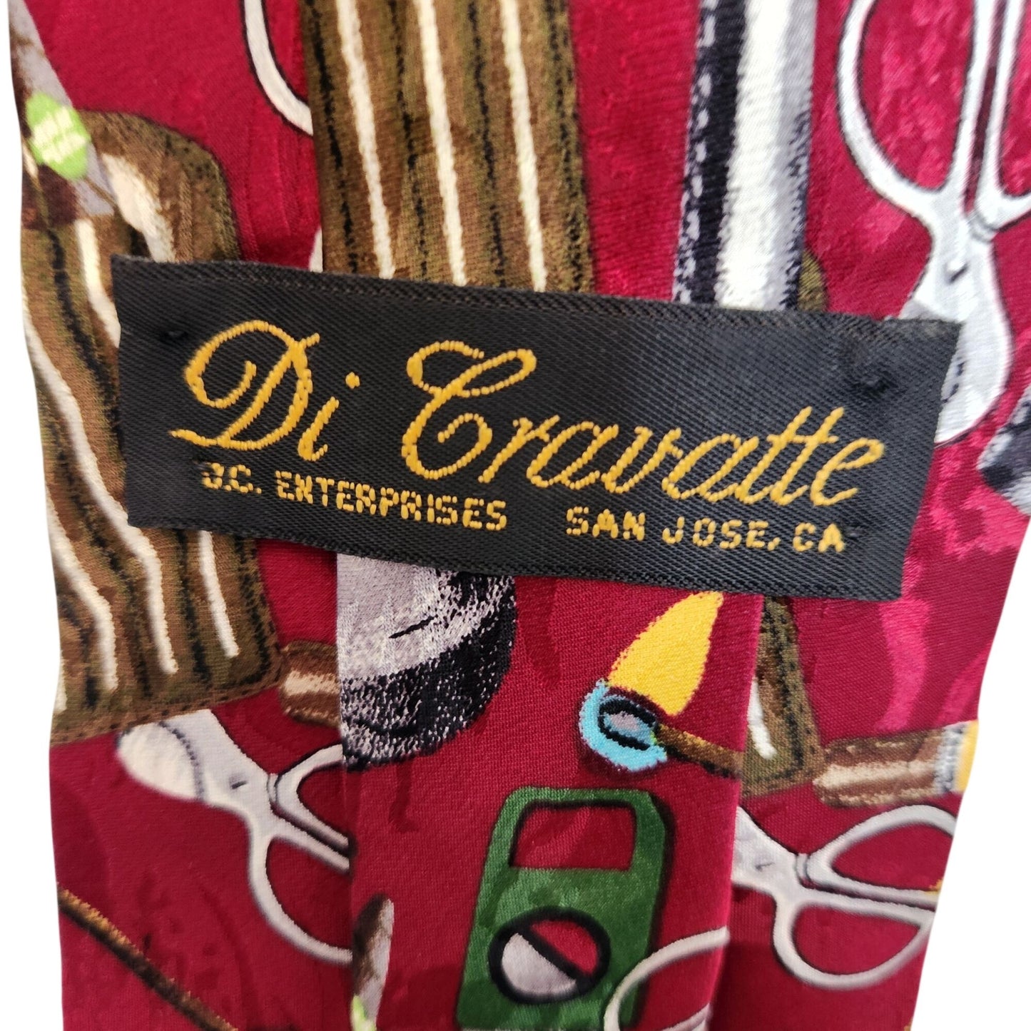 Tie  Di Cravatte 4" x 56" Red Black Silver Cigar Accessories  Silk