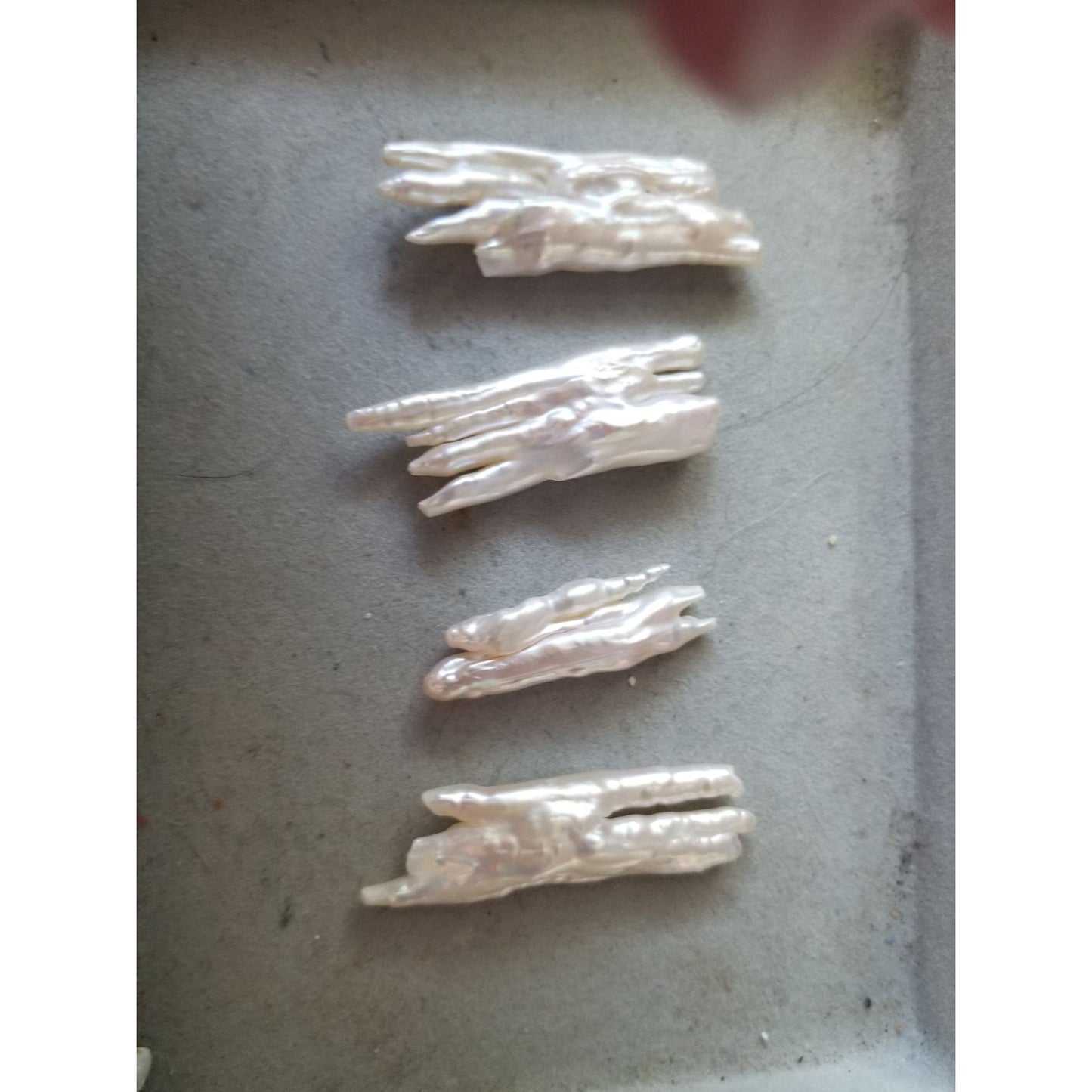 Loose Pearl White Biwa Double Stick Pearl Bag 1  Braque 16 "  Bin Pearl  10 Pcs 223  ct  44.6  gr  15 mm  x 45 mm