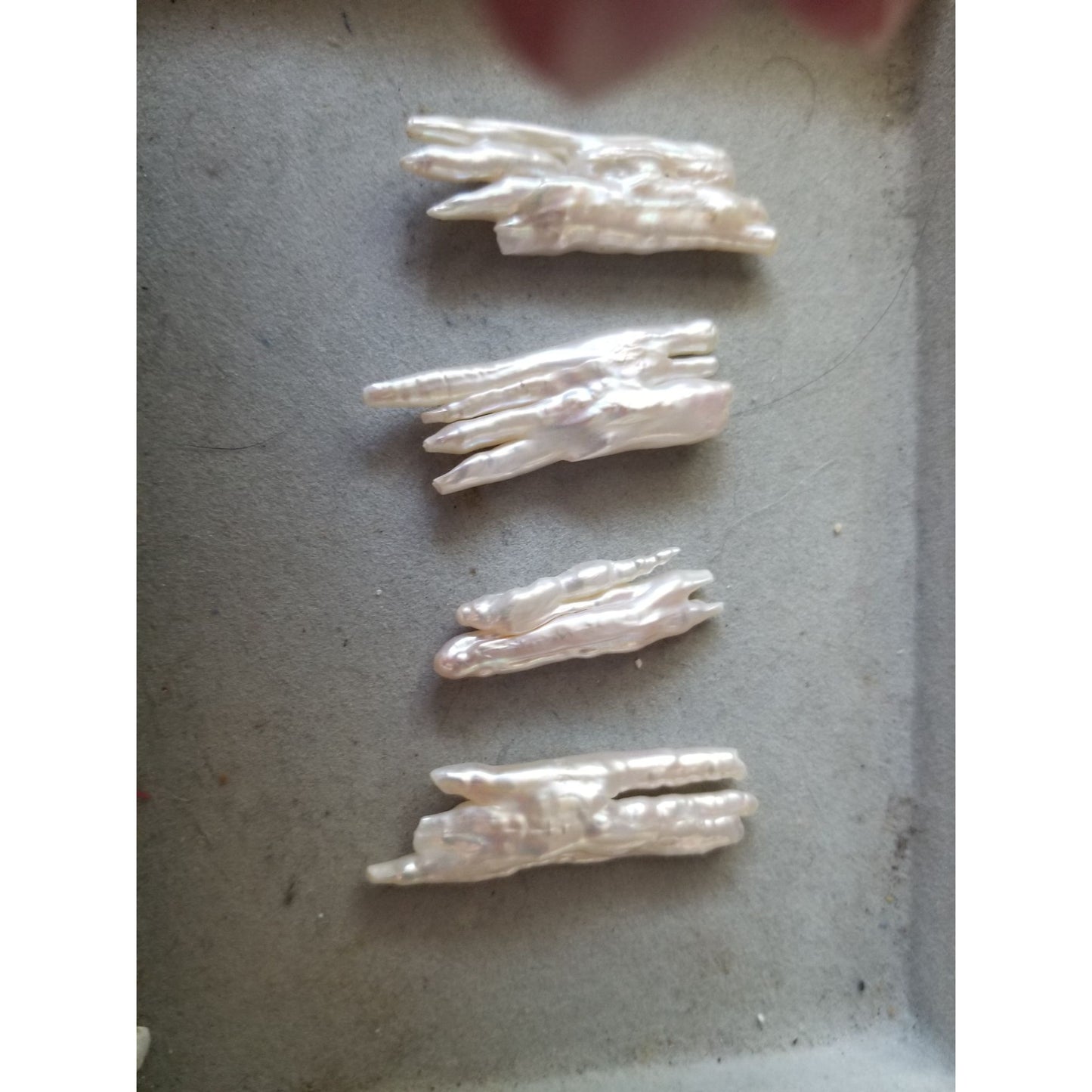 Loose Pearl White Biwa Double Stick Pearl Bag 1  Braque 16 "  Bin Pearl  10 Pcs 223  ct  44.6  gr  15 mm  x 45 mm