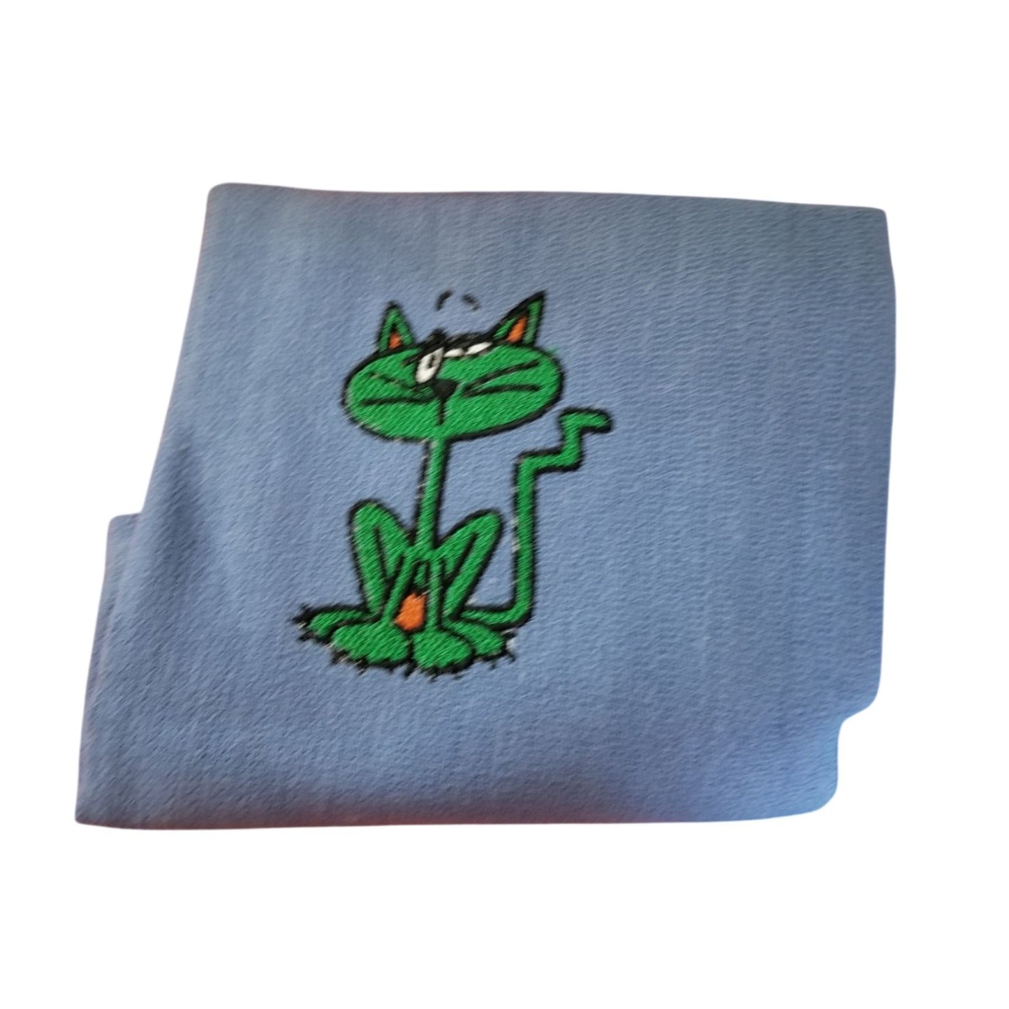 Kitchen Towel Embroidered 100%  Set 3 Cotton 1 Orange 1 White 1 Blue Halloween Cats 15 x 21