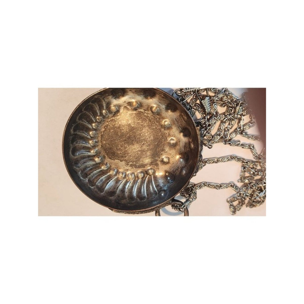 Sommeliers tasting cup with Chain 45"  Snake Design Thumb Ring  shallow silver