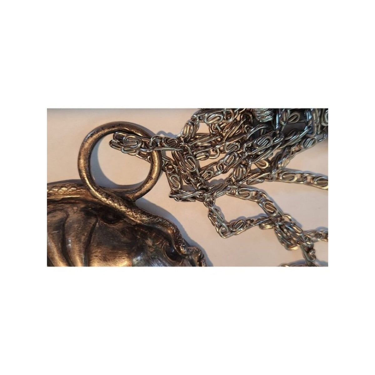 Sommeliers tasting cup with Chain 45"  Snake Design Thumb Ring  shallow silver