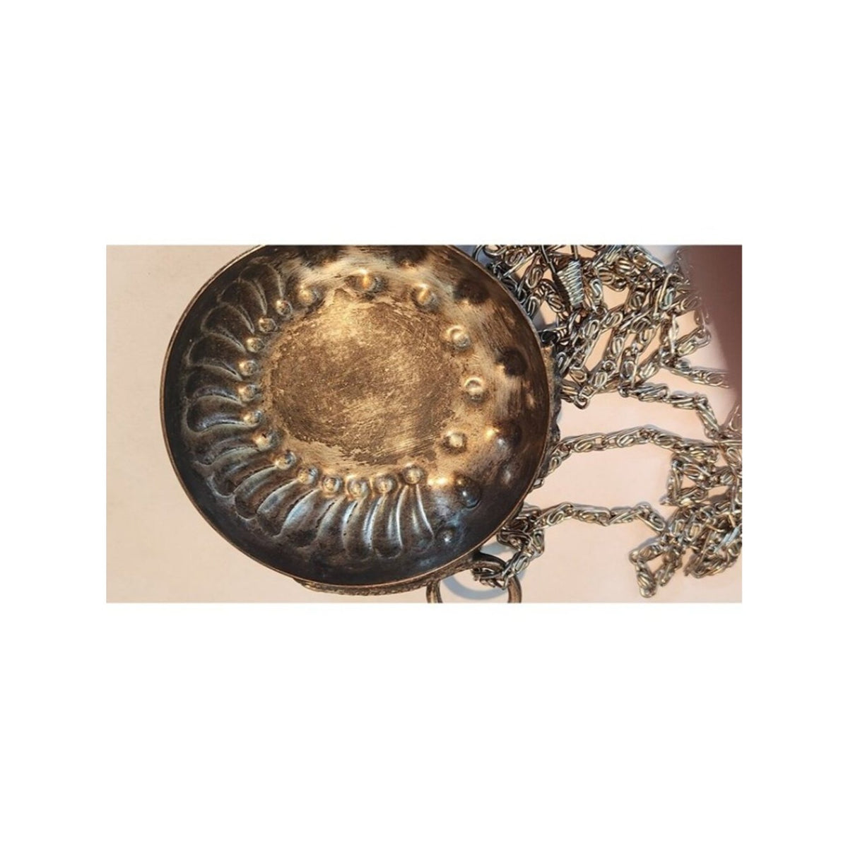 Sommeliers tasting cup with Chain 45"  Snake Design Thumb Ring  shallow silver