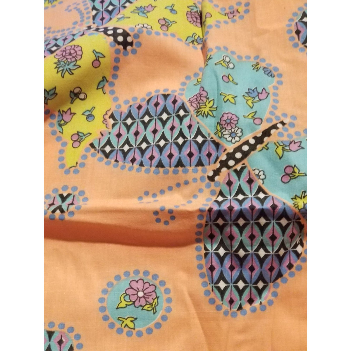 Material Cotton Orange Butterfly Circle Flowers  36" x  45" Cotton  JoAnn