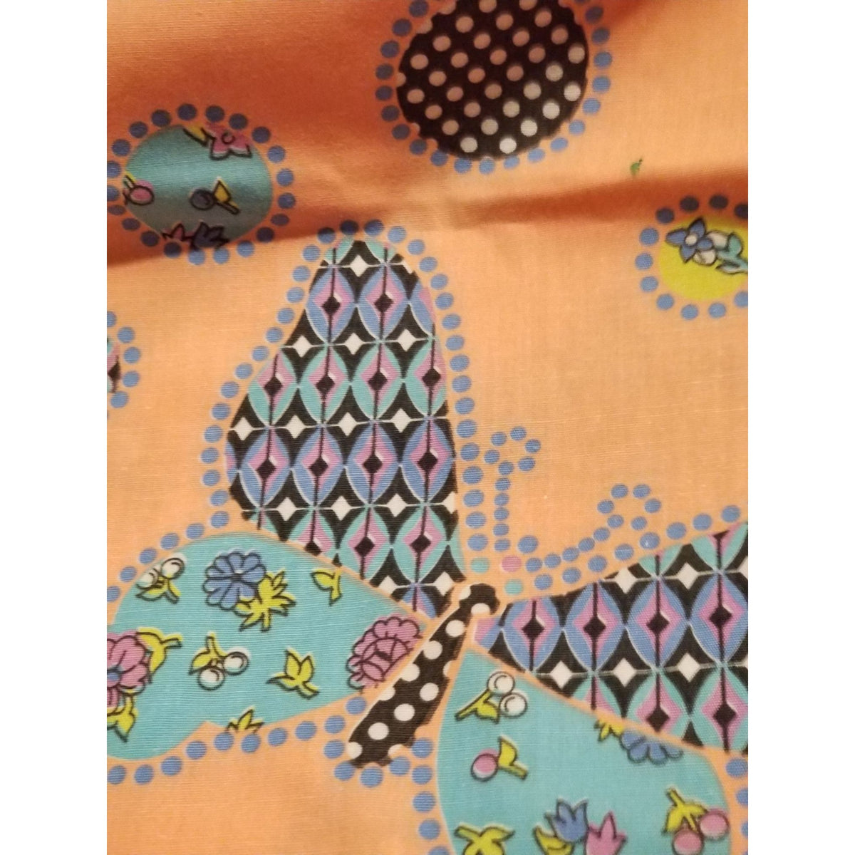 Material Cotton Orange Butterfly Circle Flowers  36" x  45" Cotton  JoAnn