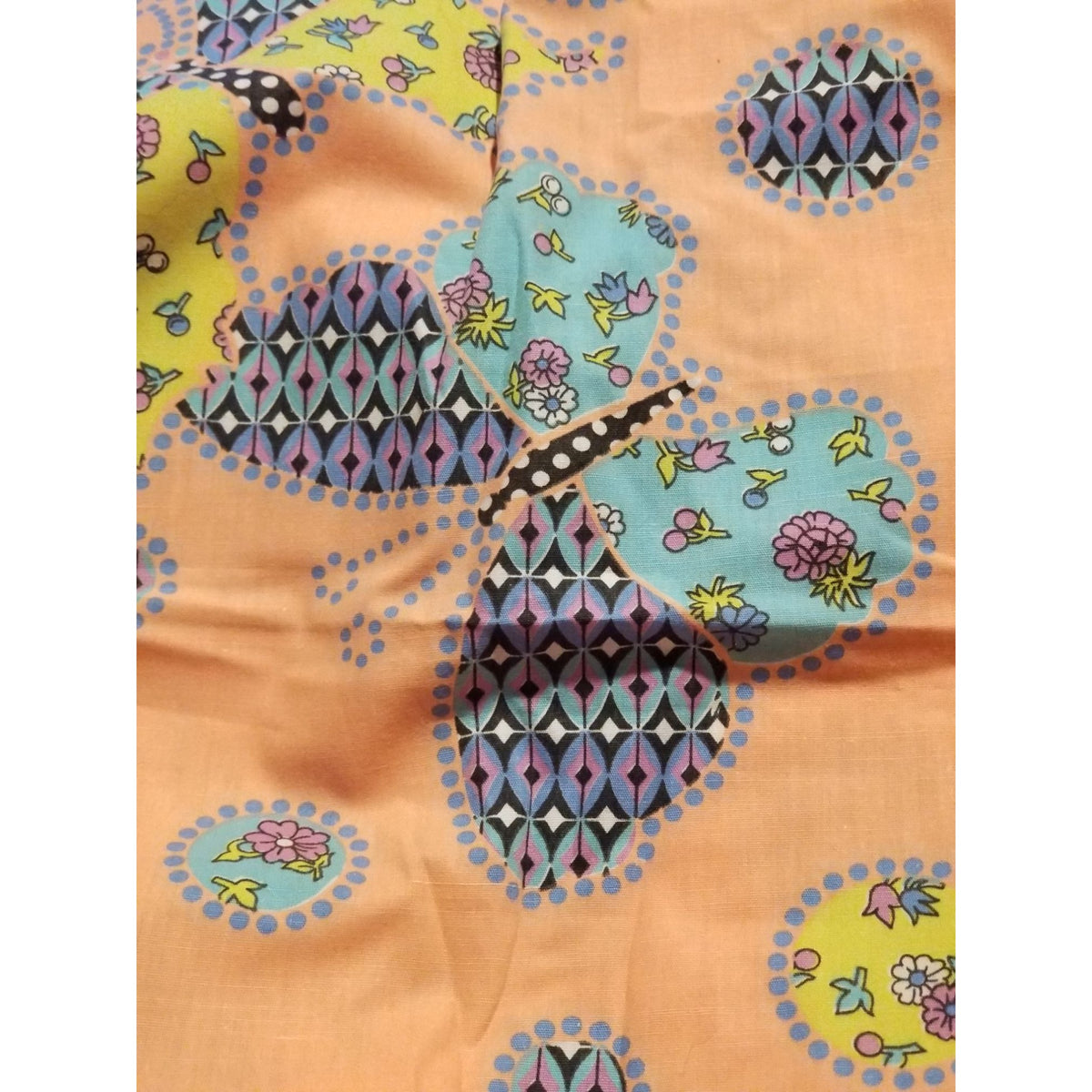 Material Cotton Orange Butterfly Circle Flowers  36" x  45" Cotton  JoAnn