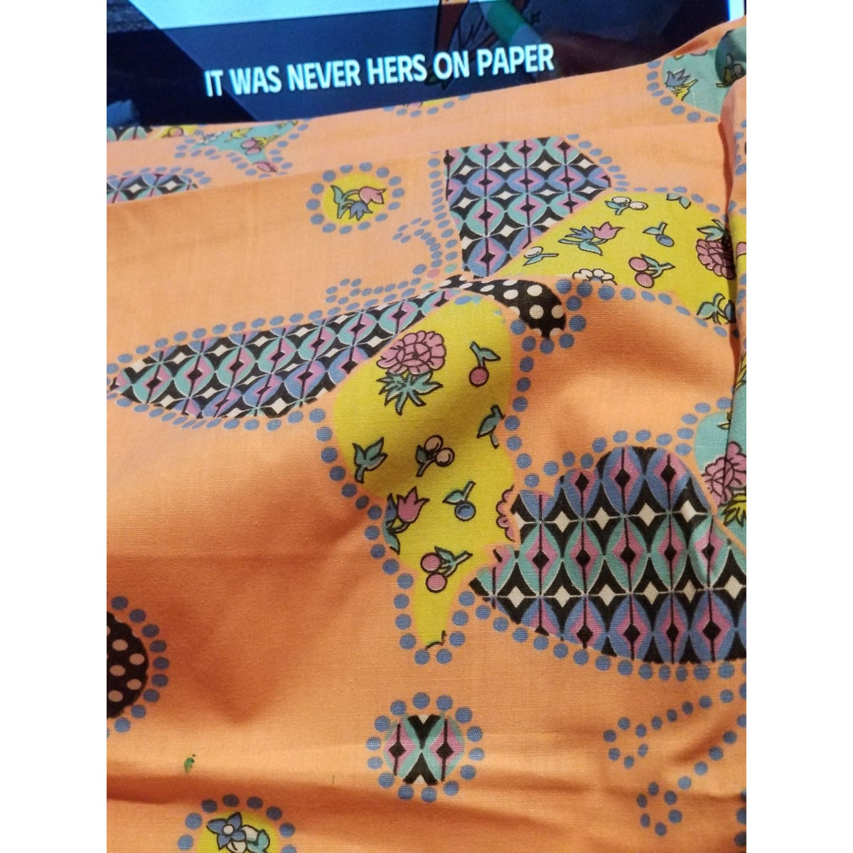 Material Cotton Orange Butterfly Circle Flowers  36" x  45" Cotton  JoAnn