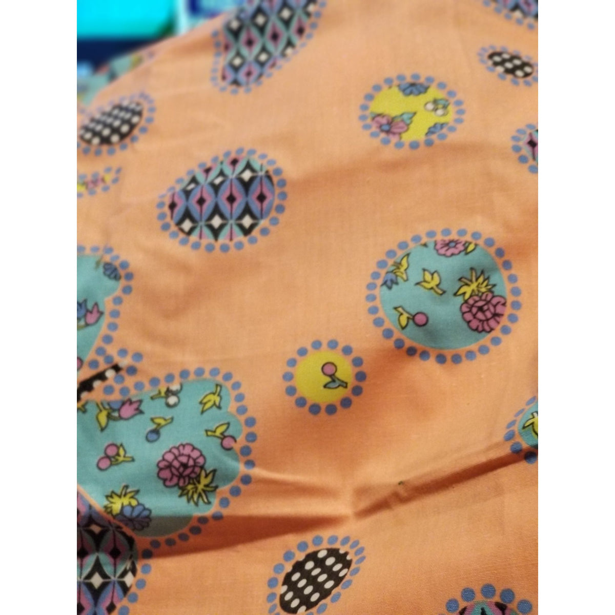 Material Cotton Orange Butterfly Circle Flowers  36" x  45" Cotton  JoAnn