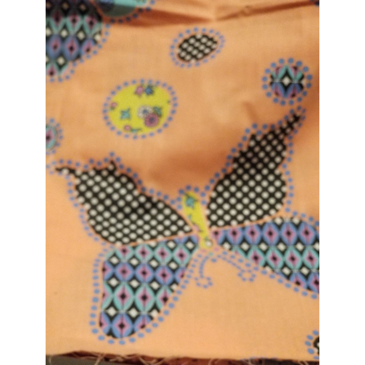 Material Cotton Orange Butterfly Circle Flowers  36" x  45" Cotton  JoAnn
