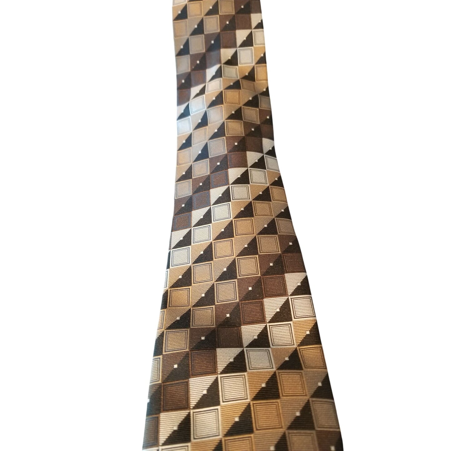 Tie Ivy Crew  # 115 Brown Silver Black Squares  3" x 60" Polyester