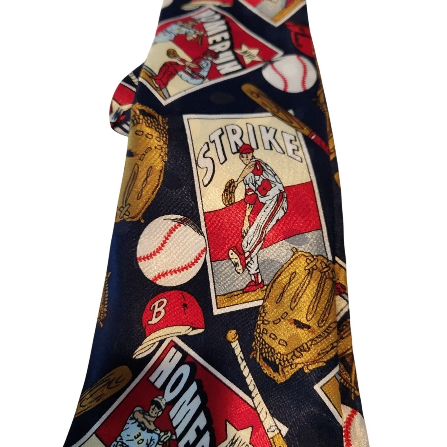 Tie Baseball Red Blue White  Brand Dino Romaro  Hand Made 58" x 4"