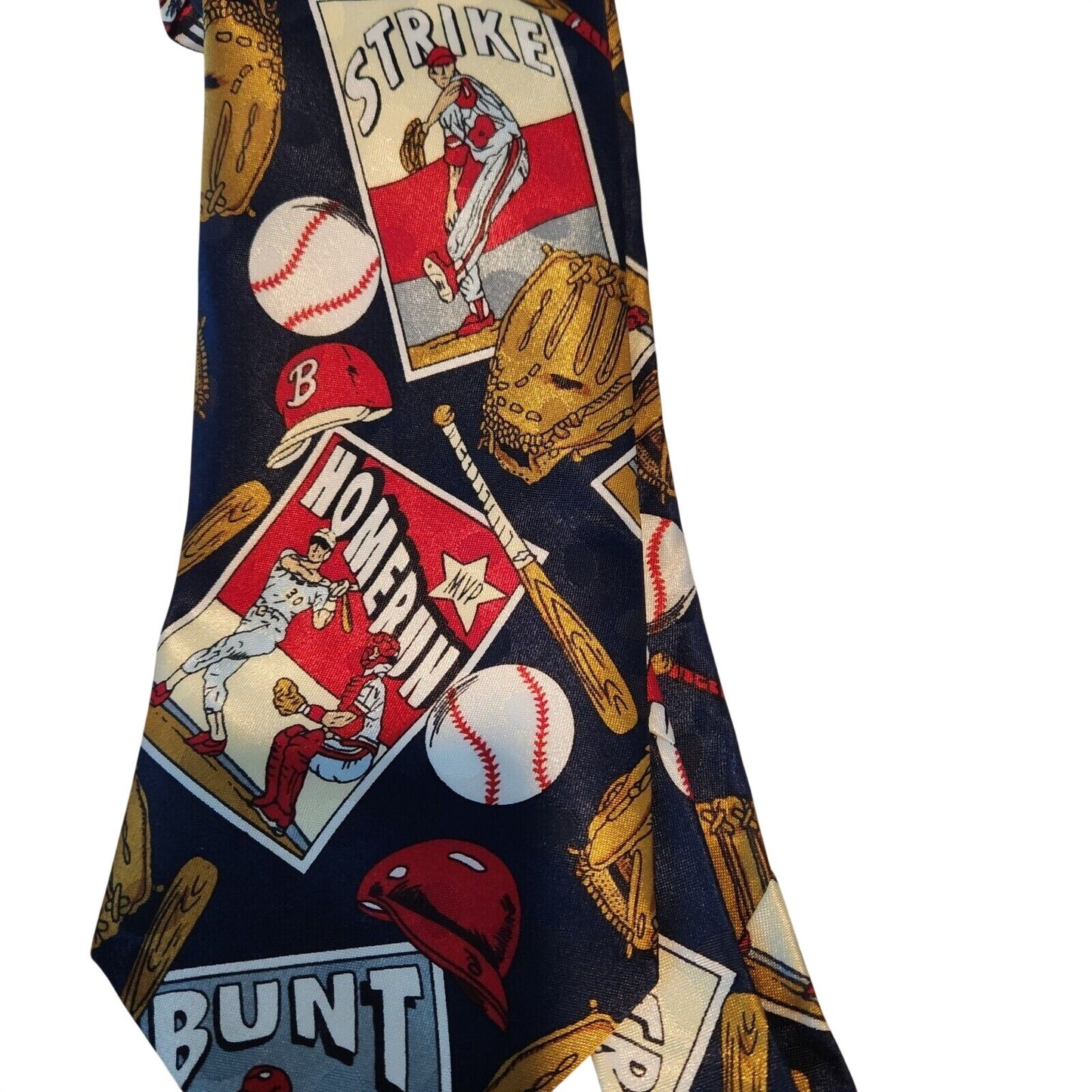 Tie Baseball Red Blue White  Brand Dino Romaro  Hand Made 58" x 4"