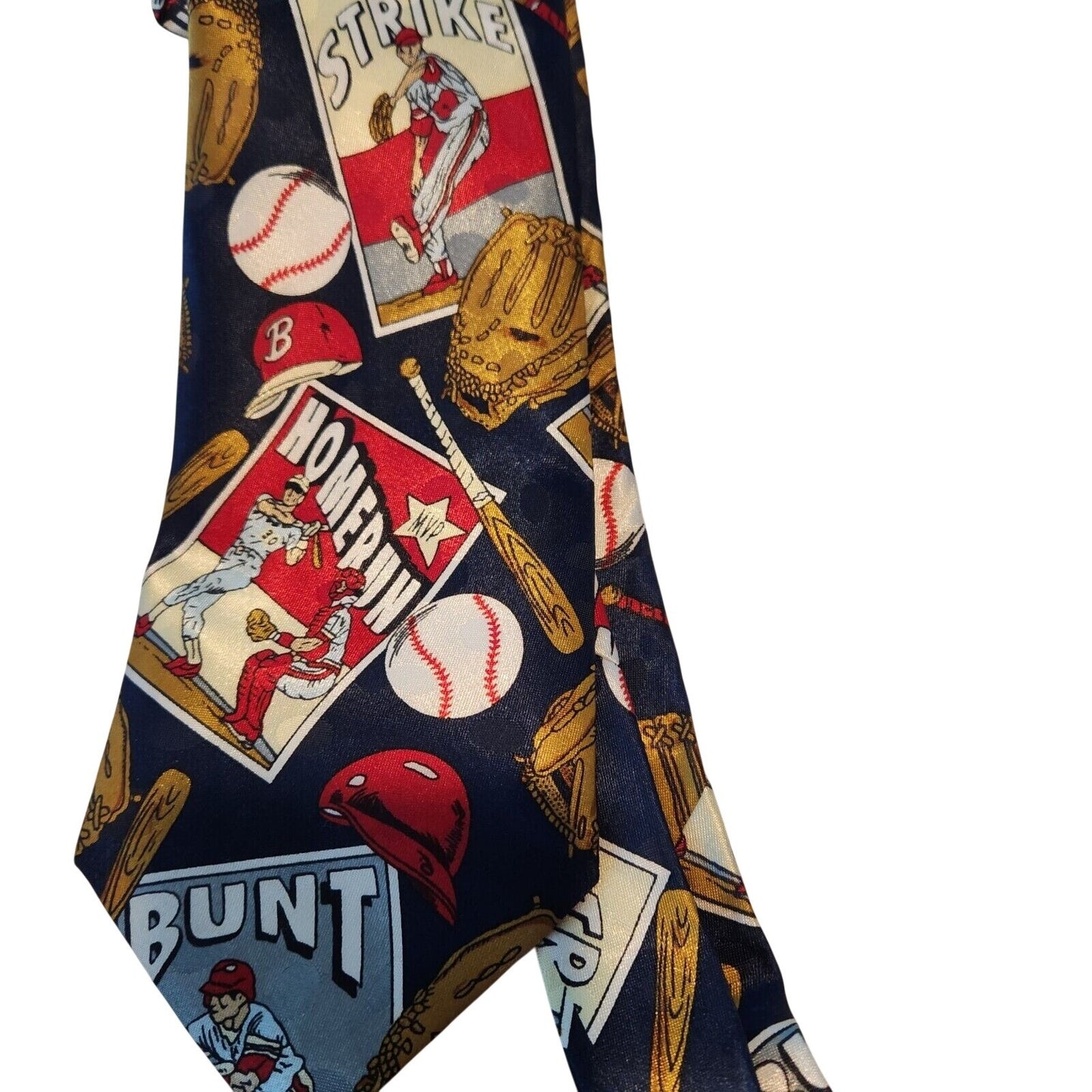 Tie Baseball Red Blue White  Brand Dino Romaro  Hand Made 58" x 4"