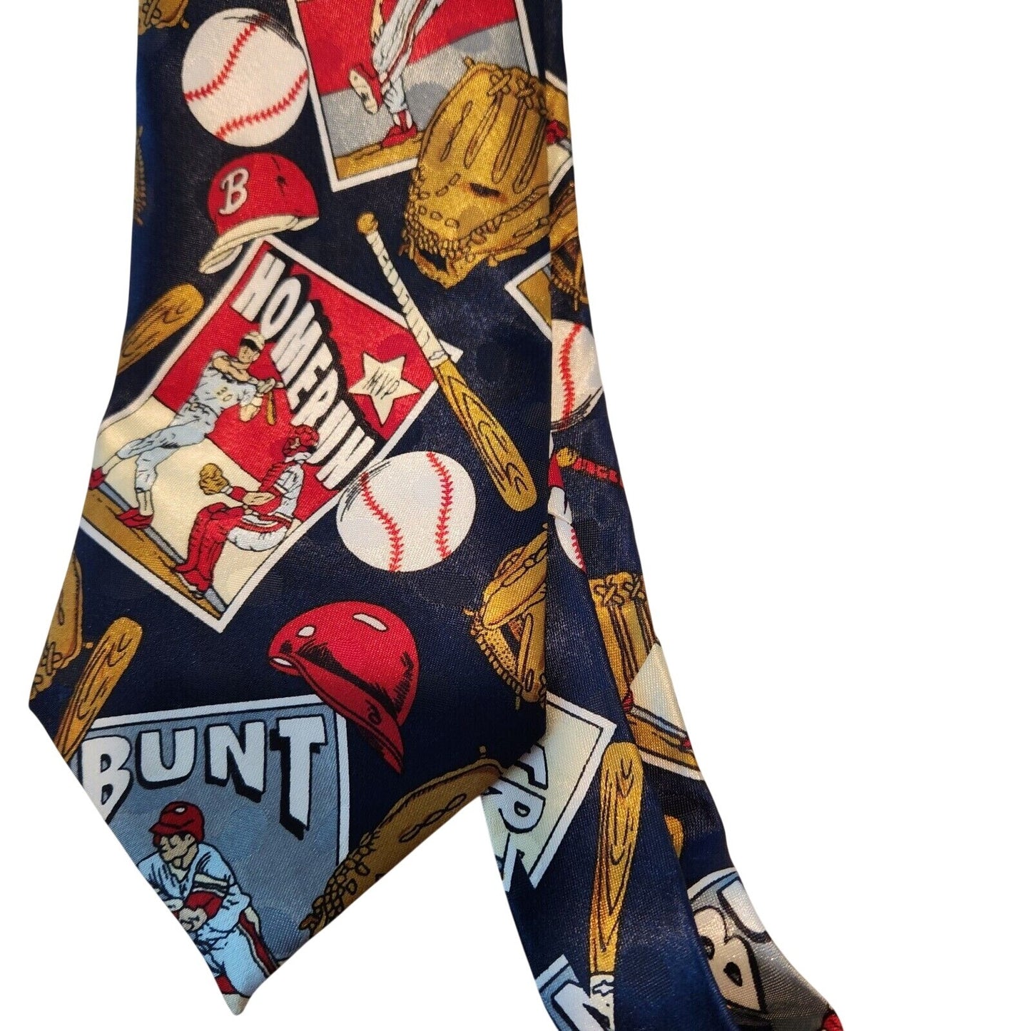 Tie Baseball Red Blue White  Brand Dino Romaro  Hand Made 58" x 4"