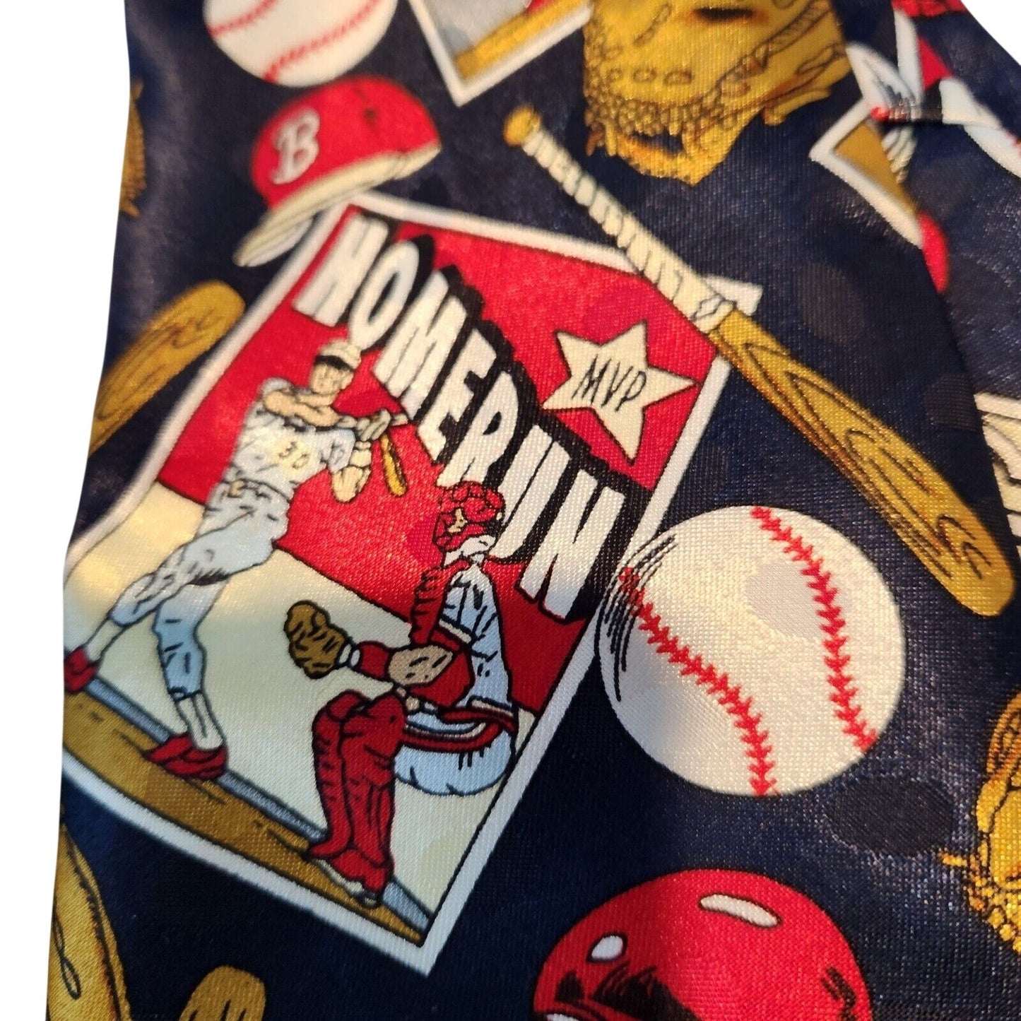 Tie Baseball Red Blue White  Brand Dino Romaro  Hand Made 58" x 4"