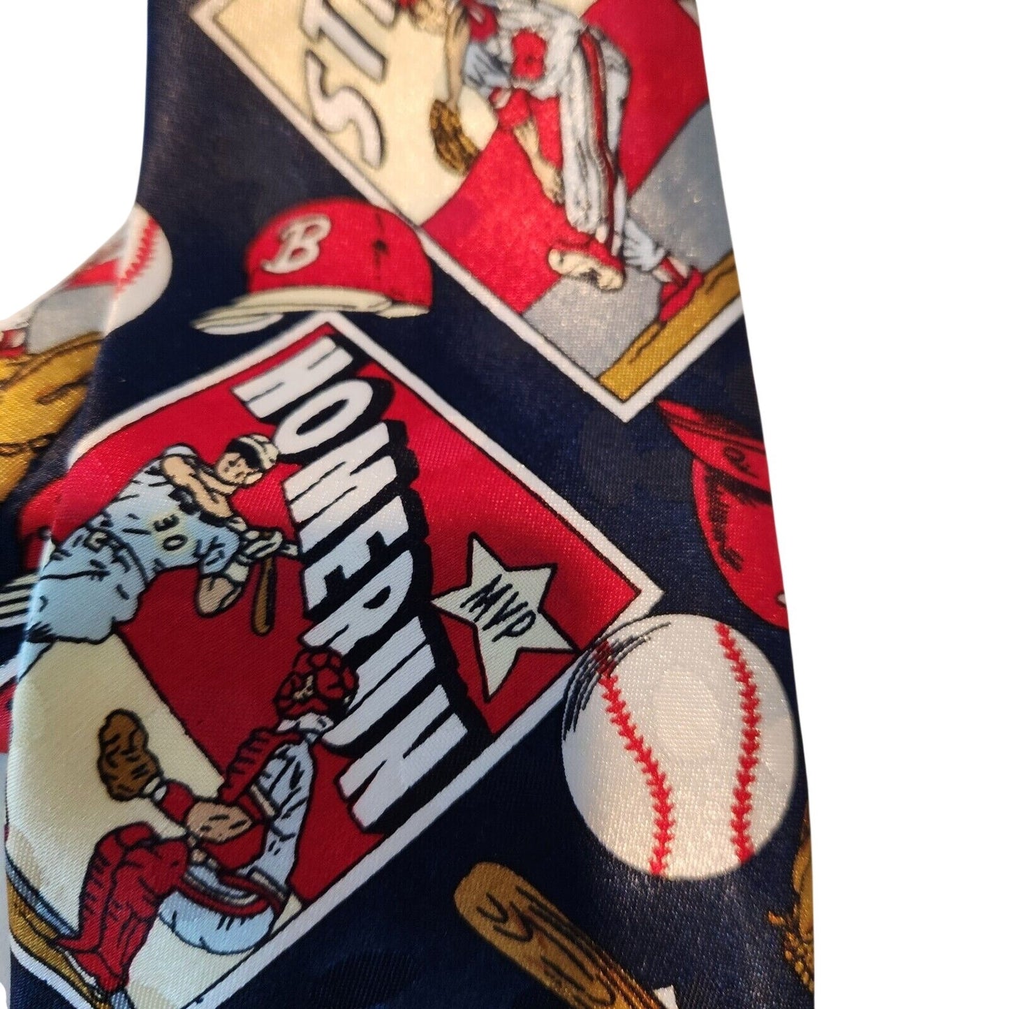 Tie Baseball Red Blue White  Brand Dino Romaro  Hand Made 58" x 4"
