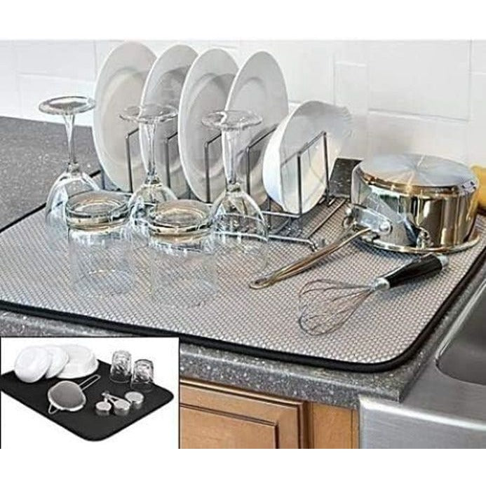 Kitchen Dish Drying Mat XL Duel Surface 18 x 24  Rapid Dry Mesh  Microfiber padded