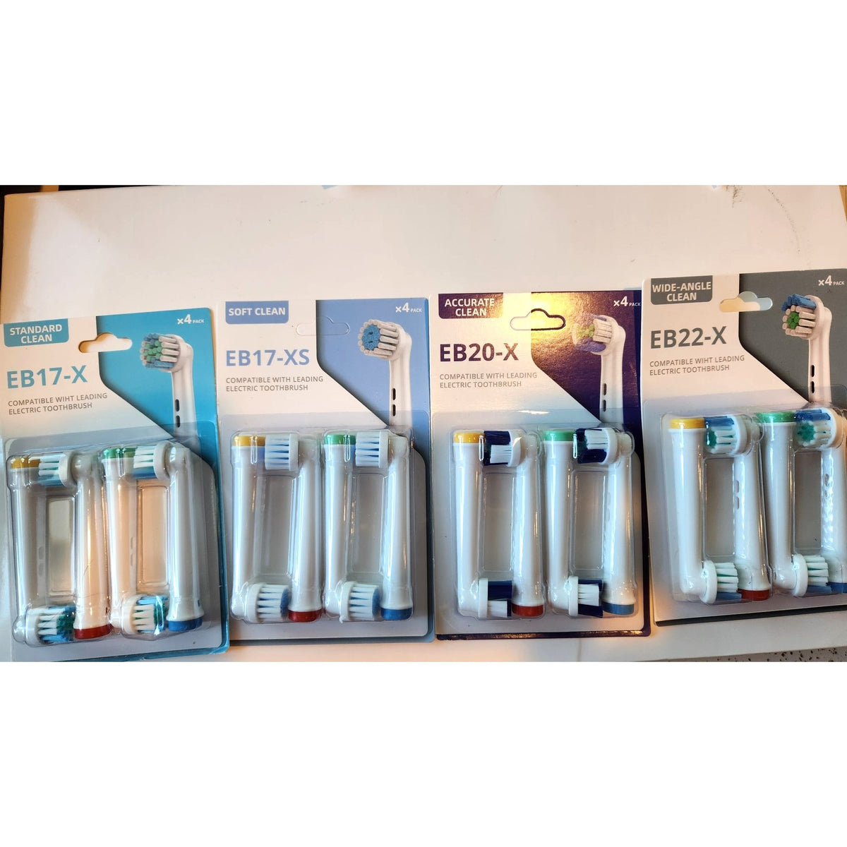 Toothbrush Heads 4 packs Replacement  Compatible 1 pack each EB17-X, EB17-XS , EB20x, EB22X Professional Electric Toothbrush Heads