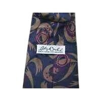Tie Brown Blue Red Abstract Lilly Dache`  Made in USA  Silk  57  " L   3 1/2 " W