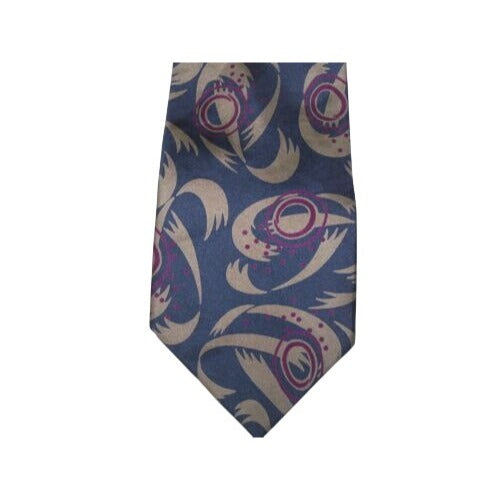 Tie Brown Blue Red Abstract Lilly Dache`  Made in USA  Silk  57  " L   3 1/2 " W