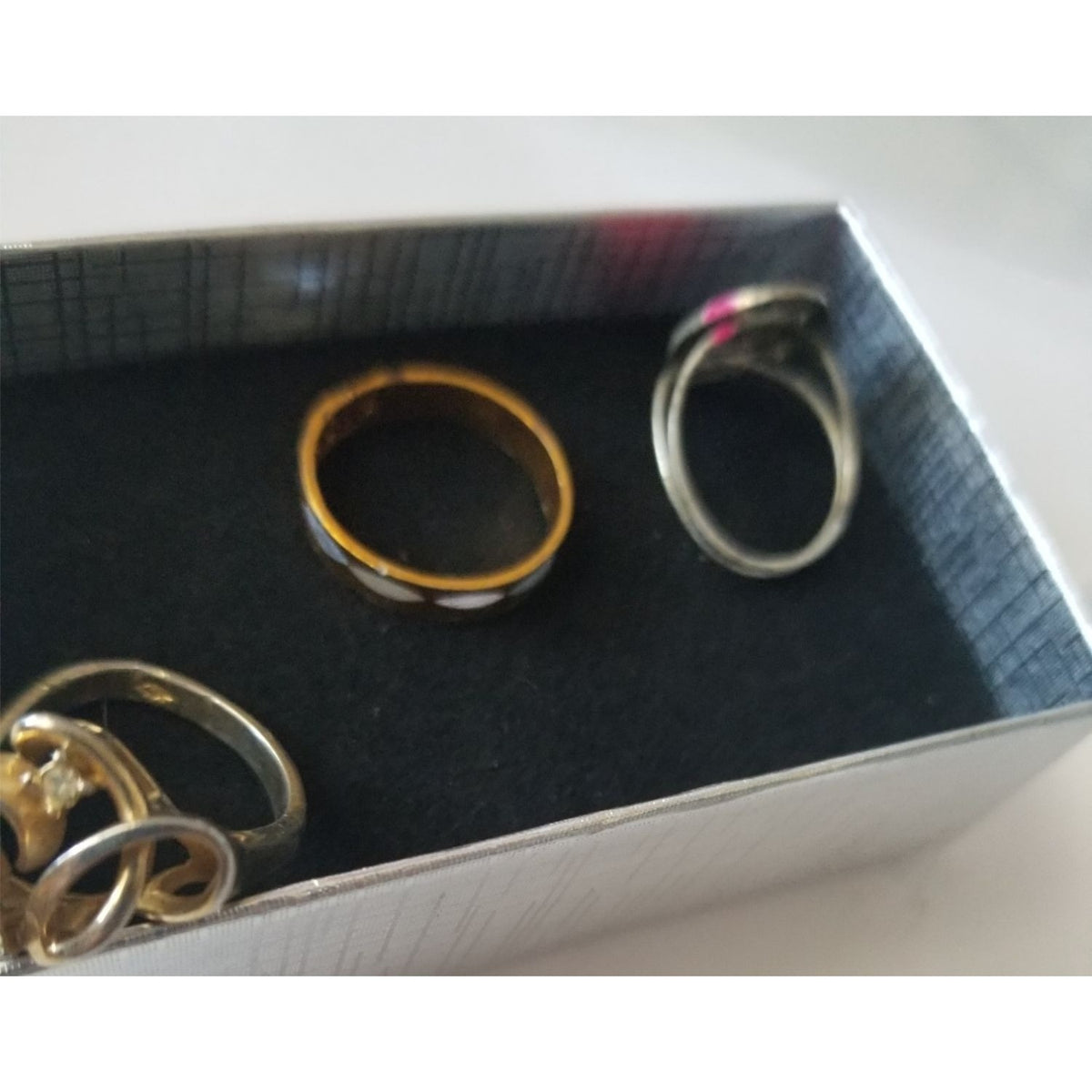 Set Of 3 Mixed Style Rings Gold Tone Red Alien Face Size 6-7 Pre-Owned