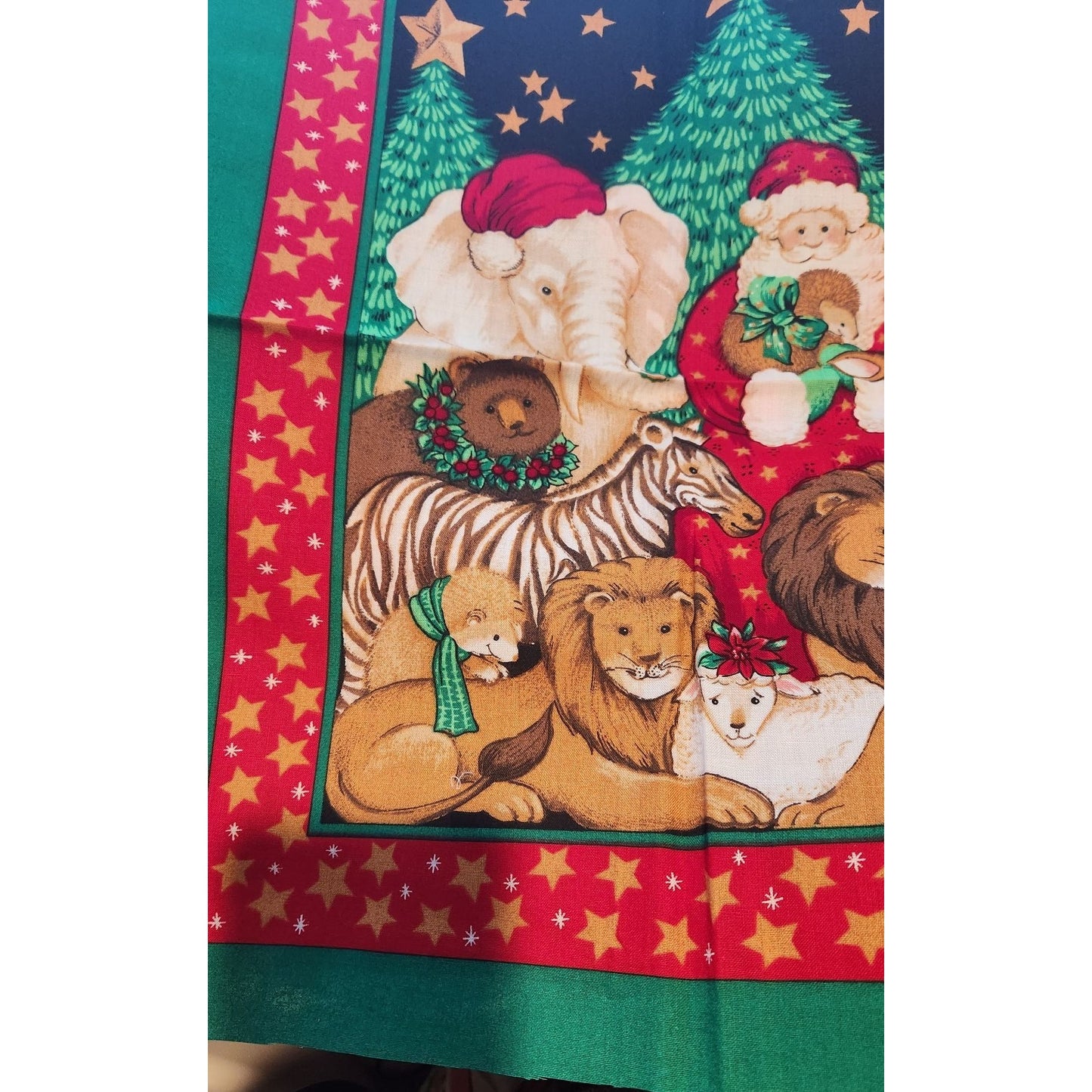 Craft Kit Holiday Napkin Panels 10 Pieces 23" x 17" Santa Tree Star Mouse Tiger Lion Elephant Zebra Lamb