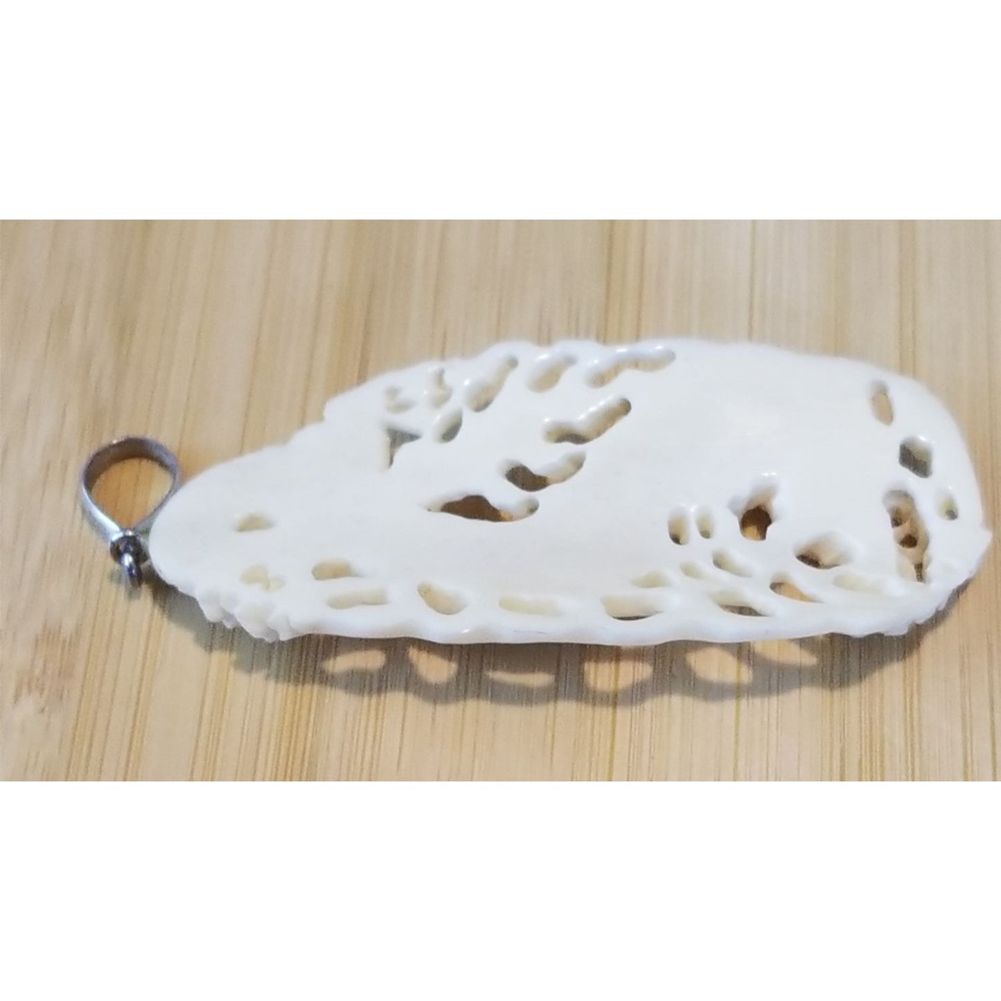 Pendant White Jade Carved Dragon Antique Lucky Medalion Oval 52.5 ct  10.5 Gr  65 mm x 30 mm