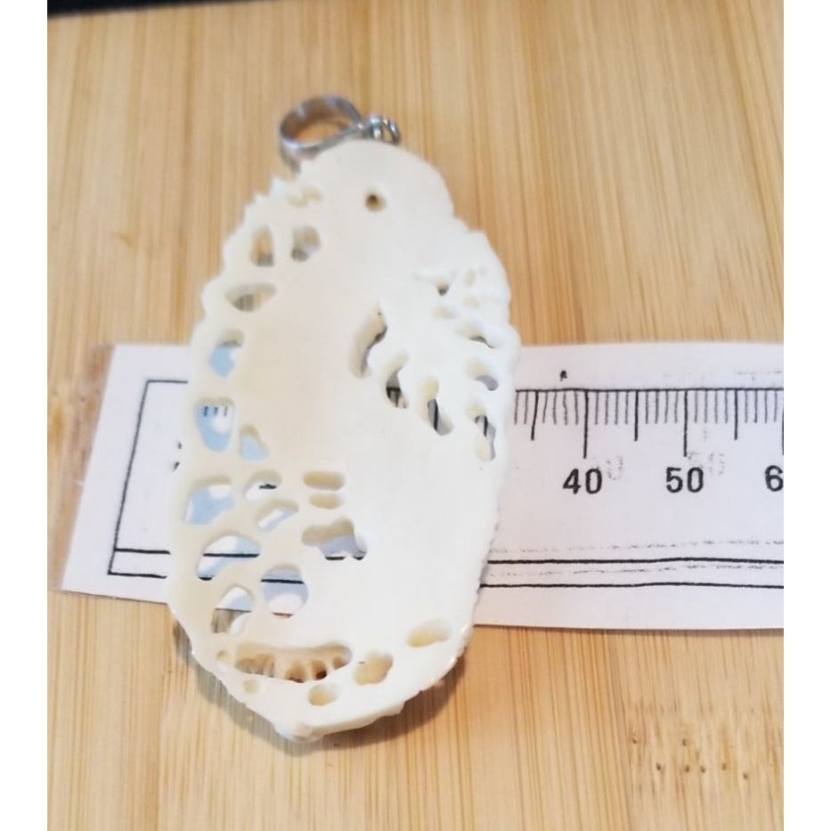 Pendant White Jade Carved Dragon Antique Lucky Medalion Oval 52.5 ct  10.5 Gr  65 mm x 30 mm
