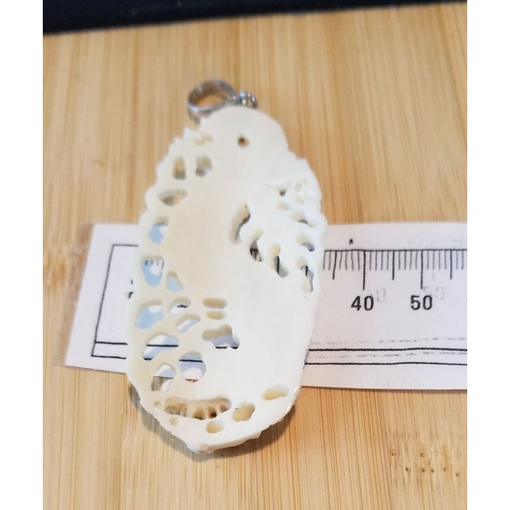 Pendant White Jade Carved Dragon Antique Lucky Medalion Oval 52.5 ct  10.5 Gr  65 mm x 30 mm