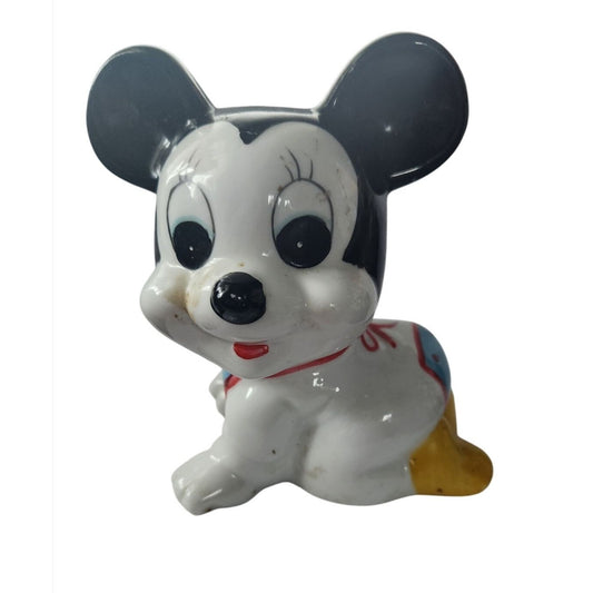 Vintage Disney Ceramic Mickey Mouse Piggy Bank Ceramic  a vibrant glazed finish