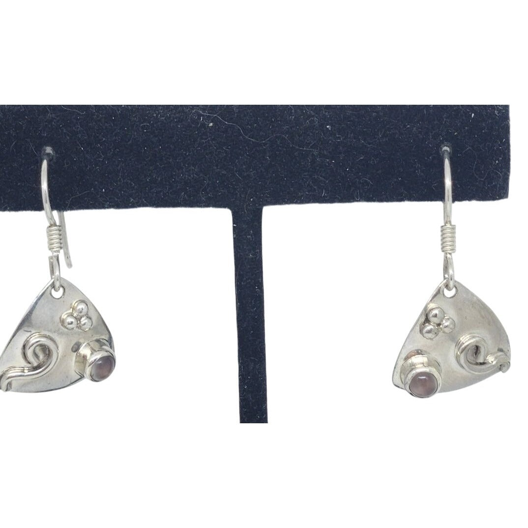 Earrings Set Tiger Eye Circle 925 Silver Weight 4 Gr 18.5 ct Handmade