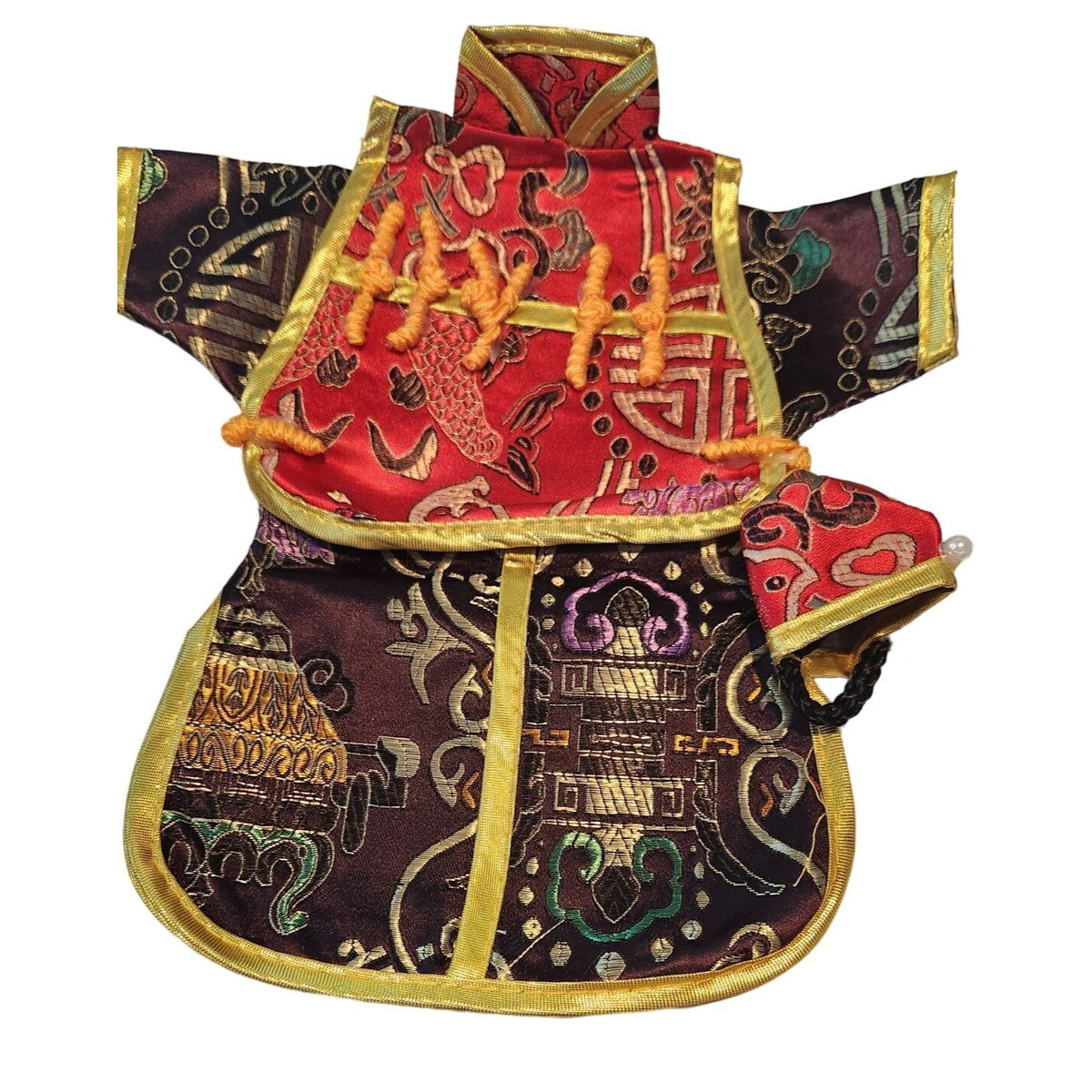 Wine Bottle Cover 3 piece set Hat Vest Kimono Red Black Silver Purple Gold Trim Silky